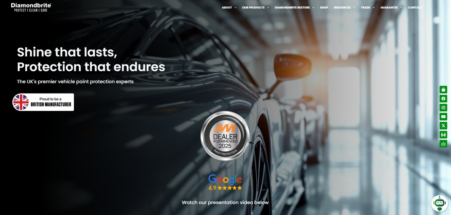 Diamondbrite website — Shine that lasts, protection that endures